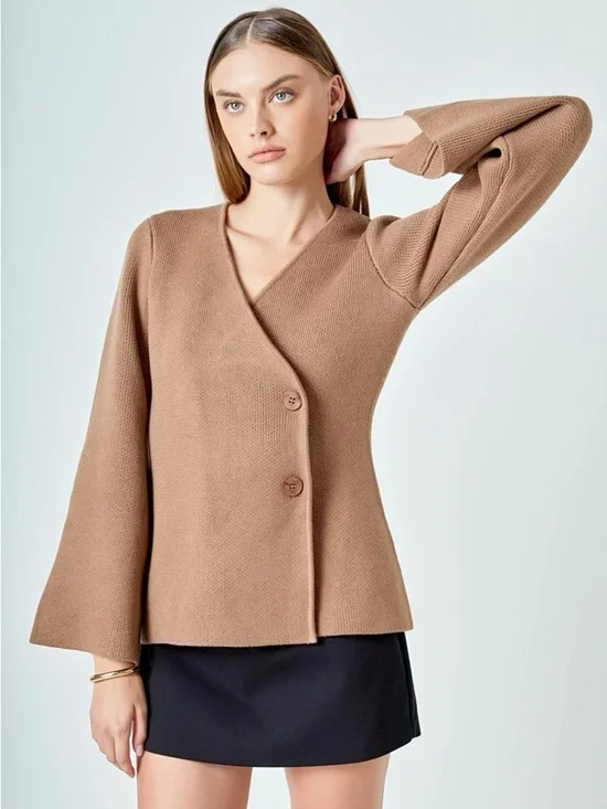 ENDLESS ROSE Wrap Sweater Cardigan in Color Mousse - Picture 6 of 9